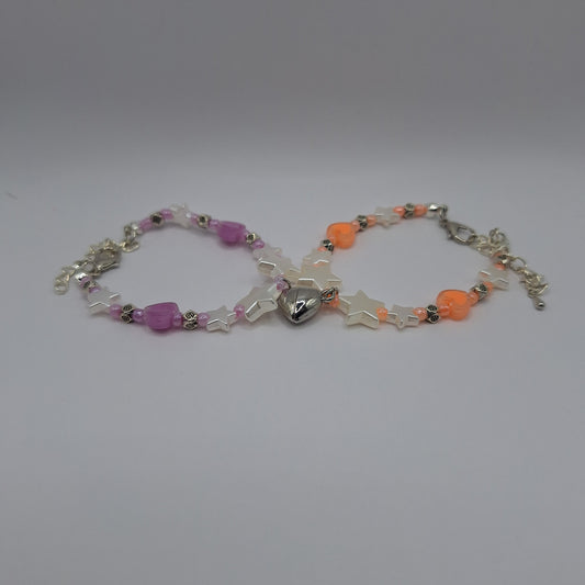 purple & orange matching bracelet set