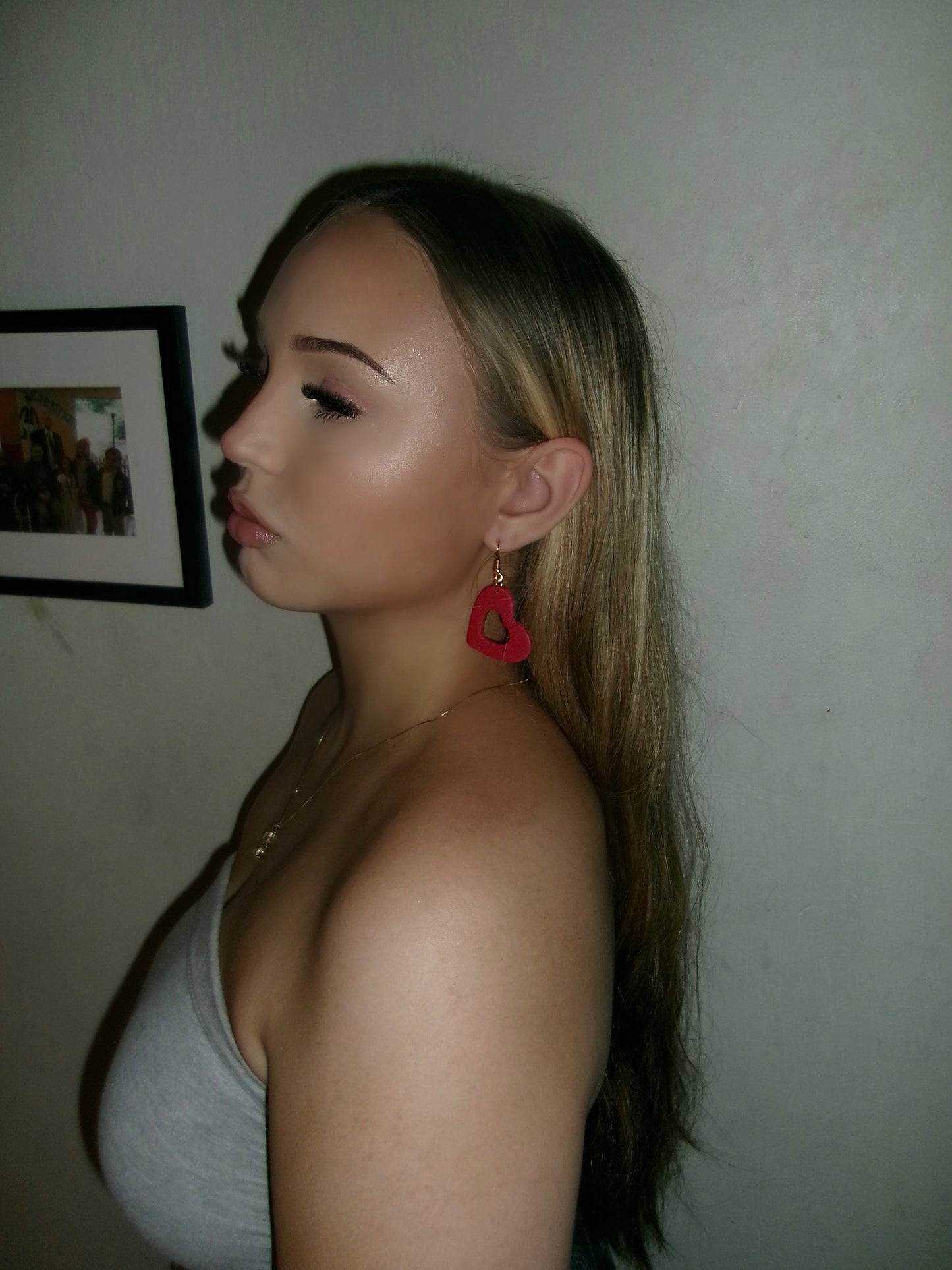 dangly red hearts